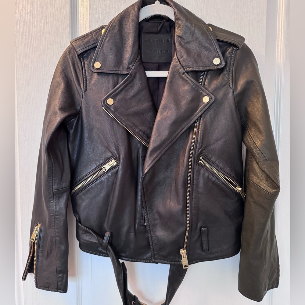 All Saints Balfern Leather Jacket Size 4 NWOT